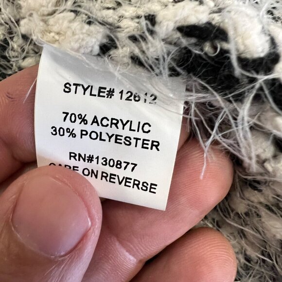 Leshop Women's Knit Cardigan Open Front Nubbed Black/Cream Size M/L - Picture 9 of 9